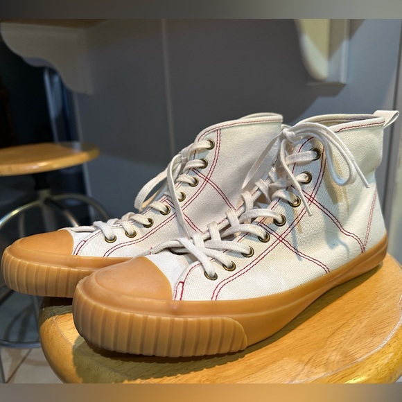J Crew Classic Canvas Gum Sole High Top Sneaker Sz 9 Retro Tennis Shoe - Picture 1 of 9